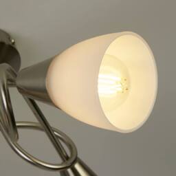Lighting Collection Swirl‑Arm 3‑Light Ceiling Fitting with Frosted Cone Shades in Silver - thumbnail 4