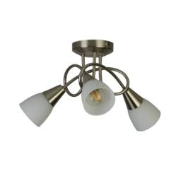 Lighting Collection Swirl‑Arm 3‑Light Ceiling Fitting with Frosted Cone Shades in Silver - thumbnail 3