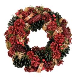Dibor 36cm Cinnamon Pine Xmas Decor Front Door Wreath Christmas Wreath in Red