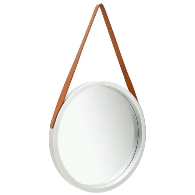 Berkfield Home Wall Mirror with Strap 50 cm Silver - image 1