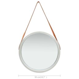 Berkfield Home Wall Mirror with Strap 50 cm Silver - thumbnail 6