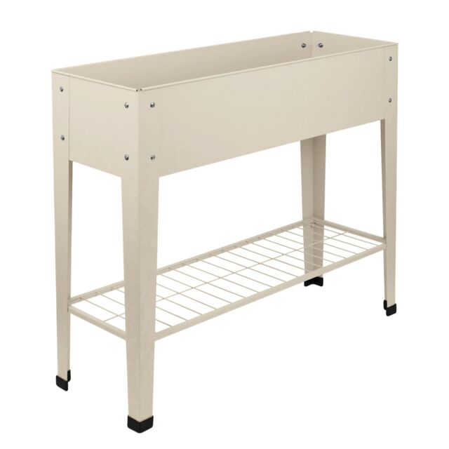 Harbour Housewares Elevated Raised Garden Bed with Legs & Storage Shelf in Beige - image 1