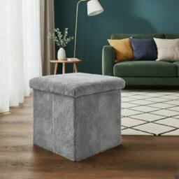 Snug City Teddy Soft Square Storage Box with Lid Elegant Organizer for Any Room in Silver - Size: Small - thumbnail 1