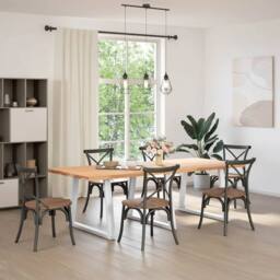Berkfield Home Dining Table Legs V-Shape 3 pcs White 100x(72-73.3) cm Steel - thumbnail 1