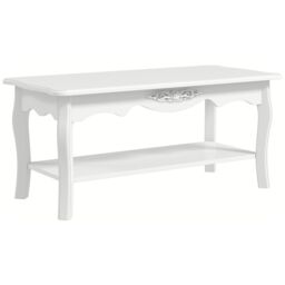 HOMCOM Wooden Coffee Tea Table Modern White Shelf Storage Living Room Home Furniture - thumbnail 2