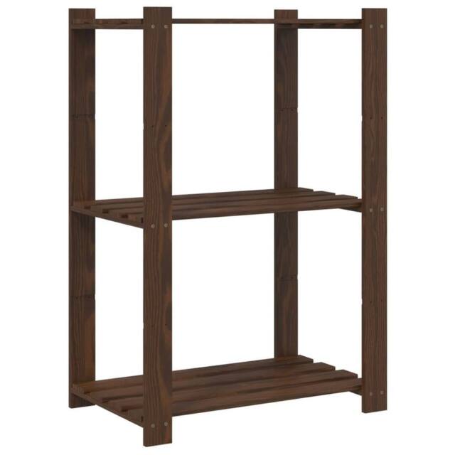 Berkfield Home 3-Tier Storage Rack Brown 60x38x90 cm Solid Wood Pine - Size: 60 x 38 x 90 cm - image 1