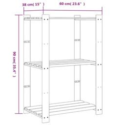 Berkfield Home 3-Tier Storage Rack Brown 60x38x90 cm Solid Wood Pine - Size: 60 x 38 x 90 cm - thumbnail 7