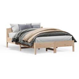 Berkfield Home Bed Frame without Mattress 150x200 cm King Size Solid Wood Pine in Light Tan - thumbnail 1