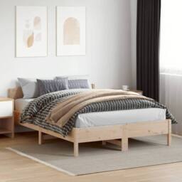 Berkfield Home Bed Frame without Mattress 150x200 cm King Size Solid Wood Pine in Light Tan - thumbnail 2