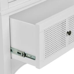 Statement Furniture Louis Large French Double Wardrobe with Rattan Cane Doors & Drawer in White - thumbnail 6