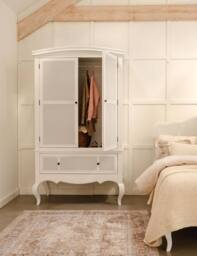 Statement Furniture Louis Large French Double Wardrobe with Rattan Cane Doors & Drawer in White - thumbnail 2