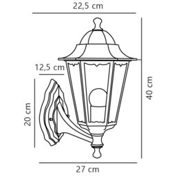 Nordlux Vintage Outdoor Wall Light Black Aluminium E27 Weatherproof - Mains Powered, IP44 - thumbnail 2