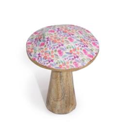 Serenityy Small Wooden Mushroom Ornament - Floral Multi-Coloured - thumbnail 1