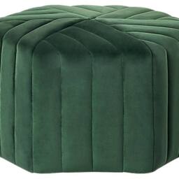 Wyld and Coco Ottman Glamour Hexagonal Green Velvet Pouffe 53 x 48 x 29 cm - thumbnail 2