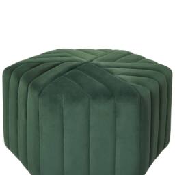 Wyld and Coco Ottman Glamour Hexagonal Green Velvet Pouffe 53 x 48 x 29 cm - thumbnail 4