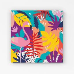 "Warren Reed - Designer Tropical Flamingoes Canvas in Pink - Size: W16"" x H16""" - thumbnail 1