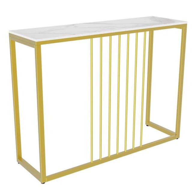 ERGOVEXA Console Table End Table Marble Effect Storage Shelf Hallway Hall in Gold - image 1
