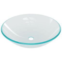 Berkfield Home Bathroom Sink with Tap & Push Drain Clear Tempered Glass in Black - thumbnail 6