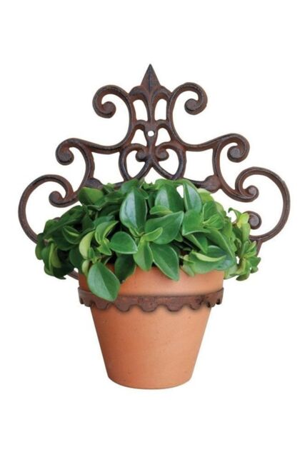 Homescapes Brown Cast Iron Parisian Style Single Flowerpot Holder