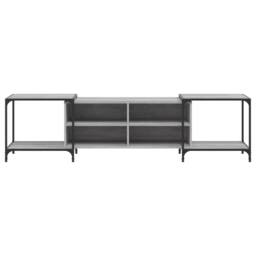 Berkfield Home TV Cabinet Grey Sonoma 203x37x50 cm Engineered Wood - Size: 203 x 37 x 50 cm - thumbnail 4