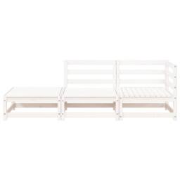 Berkfield Home Garden Sofa with Footstool 2-Seater White Solid Wood Pine - thumbnail 4