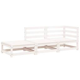 Berkfield Home Garden Sofa with Footstool 2-Seater White Solid Wood Pine - thumbnail 2
