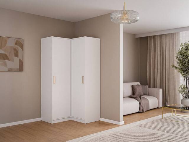 Vente-unique Corner Wardrobe 2 Doors - W115 Cm - White - LIZANDRO - image 1