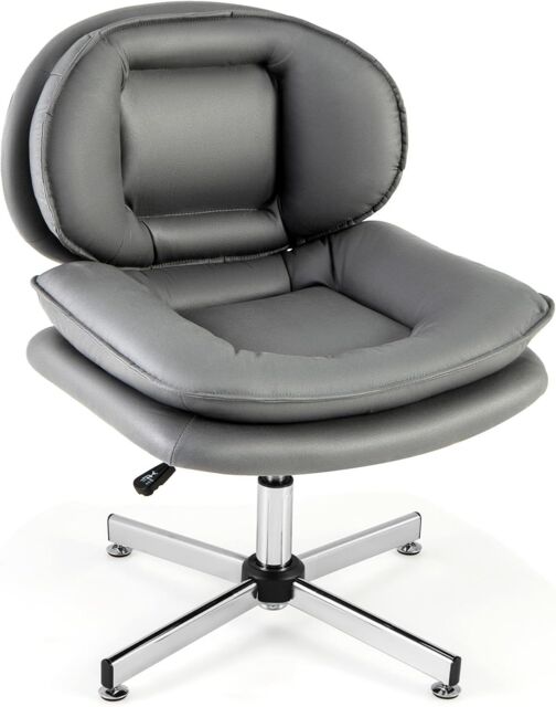 Gymax Home Office Swivel Chair Double Padded Back & Seat With Metal Base in Grey - image 1