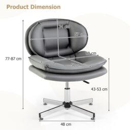 Gymax Home Office Swivel Chair Double Padded Back & Seat With Metal Base in Grey - thumbnail 3
