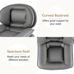Gymax Home Office Swivel Chair Double Padded Back & Seat With Metal Base in Grey - thumbnail 5