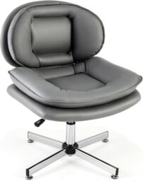 Gymax Home Office Swivel Chair Double Padded Back & Seat With Metal Base in Grey