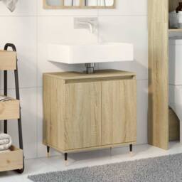 Berkfield Home Bathroom Cabinet Sonoma Oak 58x33x60 cm Engineered Wood in Light Tan - Size: 58 x 33 x 60 cm - thumbnail 2