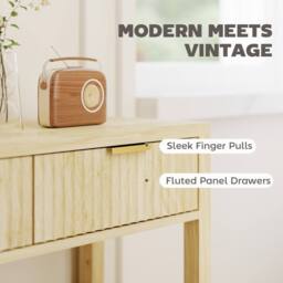Wyld Haus Kesoyo 90cm Natural Fluted Drawer Console Table with Lower Shelf - thumbnail 5