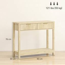Wyld Haus Kesoyo 90cm Natural Fluted Drawer Console Table with Lower Shelf - thumbnail 3