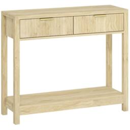 Wyld Haus Kesoyo 90cm Natural Fluted Drawer Console Table with Lower Shelf - thumbnail 2
