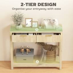 Wyld Haus Kesoyo 90cm Natural Fluted Drawer Console Table with Lower Shelf - thumbnail 4