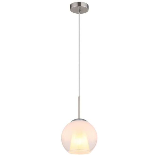 Netlighting Barry 20cm Dome Pendant Nickel Matt Ball Opal Glass Shade 1x E27 in Grey - image 1