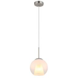 Netlighting Barry 20cm Dome Pendant Nickel Matt Ball Opal Glass Shade 1x E27 in Grey - thumbnail 1