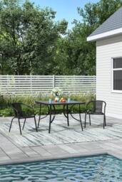Garden Sanctuary Square 2-Person Garden Tempered Glass Dining Table & Chairs Set in Black - thumbnail 2
