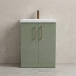 Balterley Contemporary Bathroom 2-Door Vanity Basin, Satin Green, 600mm in Green - thumbnail 5