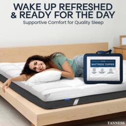 Tanness Mattress Topper 10cm Soft Quilted Microfiber Breathable Hypoallergenic in White - Size: King - thumbnail 6