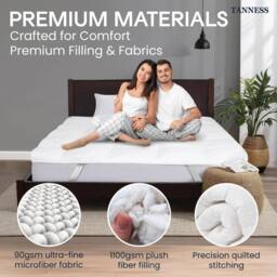 Tanness Mattress Topper 10cm Soft Quilted Microfiber Breathable Hypoallergenic in White - Size: King - thumbnail 2