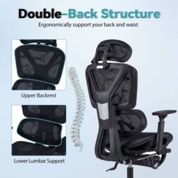 Costway Mesh Office Chair Adjustable Swivel Executive Computer Desk Chair in Black - thumbnail 4