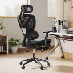 Costway Mesh Office Chair Adjustable Swivel Executive Computer Desk Chair in Black - thumbnail 1