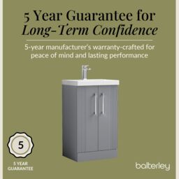 Balterley Floor Standing 2 Door Vanity Unit - Mid-Edge Basin 500mm, Satin Grey - thumbnail 6