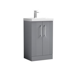 Balterley Floor Standing 2 Door Vanity Unit - Mid-Edge Basin 500mm, Satin Grey