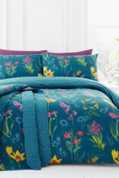 Dreams & Drapes 'Ingrid' Geo Print Foulard Duvet Cover Set in Teal - Size: King - thumbnail 1