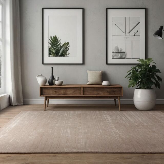 The Rug Shop UK Beige Modern Easy to clean Hand Made Plain Area Rug - Size: 200 cm x 290 cm - image 1