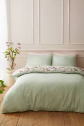 RHS x Catherine Lansfield 'Birds In Bloom' So Soft Duvet Cover Set in Green - Size: King - thumbnail 2