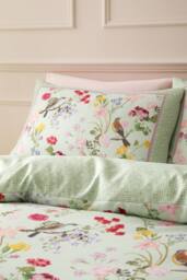RHS x Catherine Lansfield 'Birds In Bloom' So Soft Duvet Cover Set in Green - Size: King - thumbnail 3